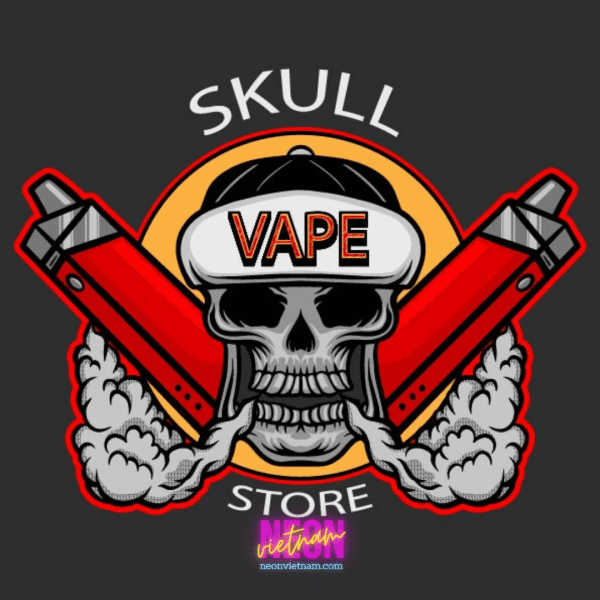 Skull Vape Logo UV Print Neon Sign