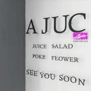 A JUC Juice Salad Poke Flower See You Soon Floating Metal Letter