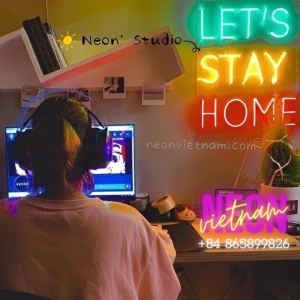 Let's Stay Home Game Room Led Neon Sign
