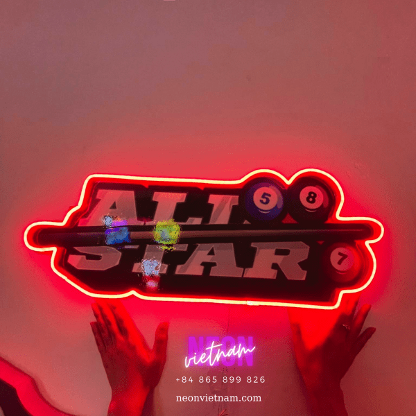 All Star Billiards UV Print Neon Sign
