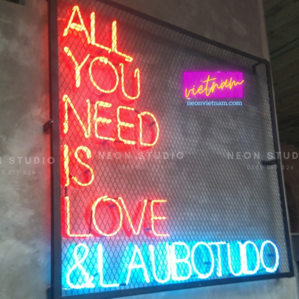 All You Need Is Love Glass Neon Sign