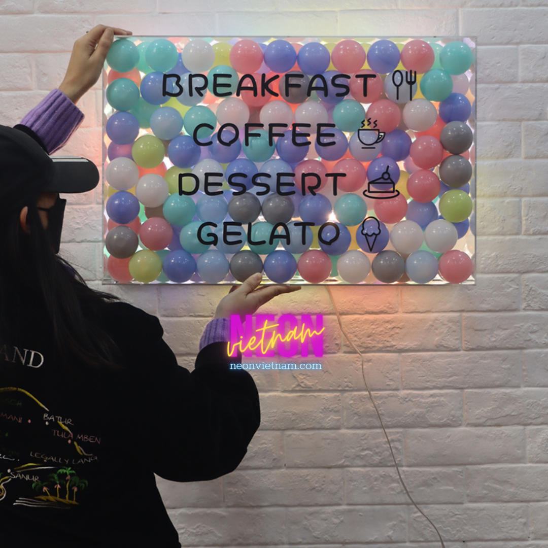 Breakfast Coffee Dessert Gelato Bubble Transparent Light Box Sign