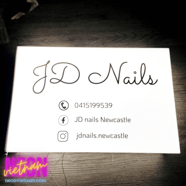 JD Nails Newcastle Frameless Light Box Sign
