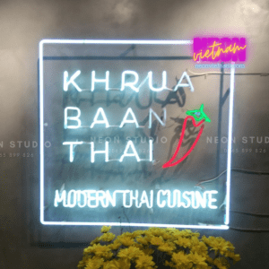Khrua Baan Tthai Mordern Thai Cuisine Restaurant Glass Neon Sign