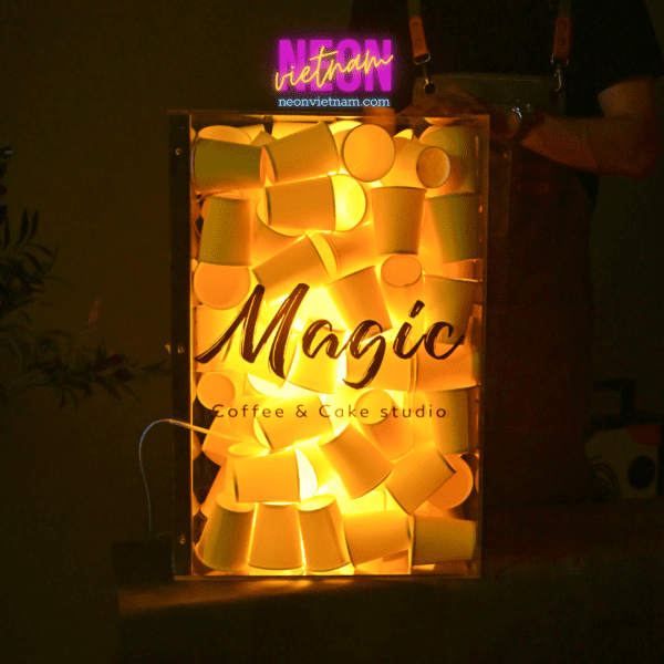 Magic Coffee & Cake Studio Papercup Transparent Light Box Sign
