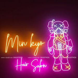 Min Kyo Hair Salon Kaws Star War UV Print Neon Sign