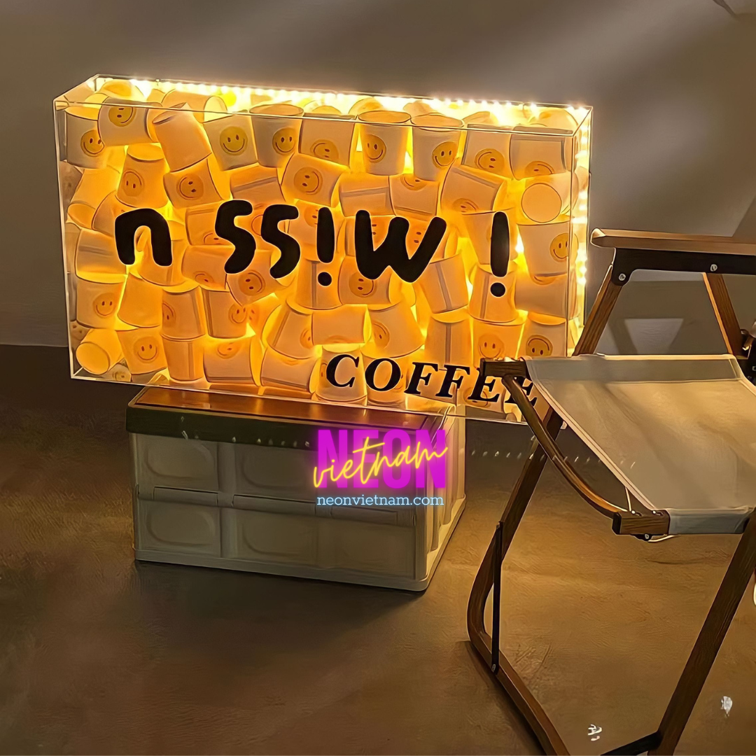 Miss U Coffee Paper Cup Transparent Light Box Sign