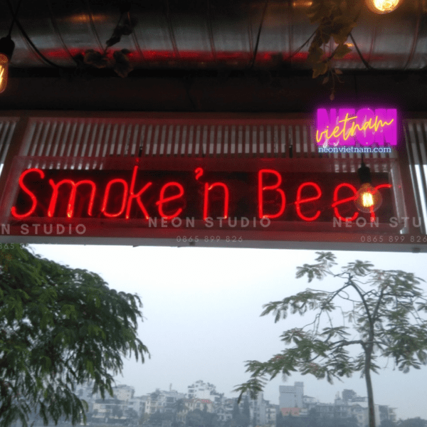 Smoke N Beer Glass Neon Sign