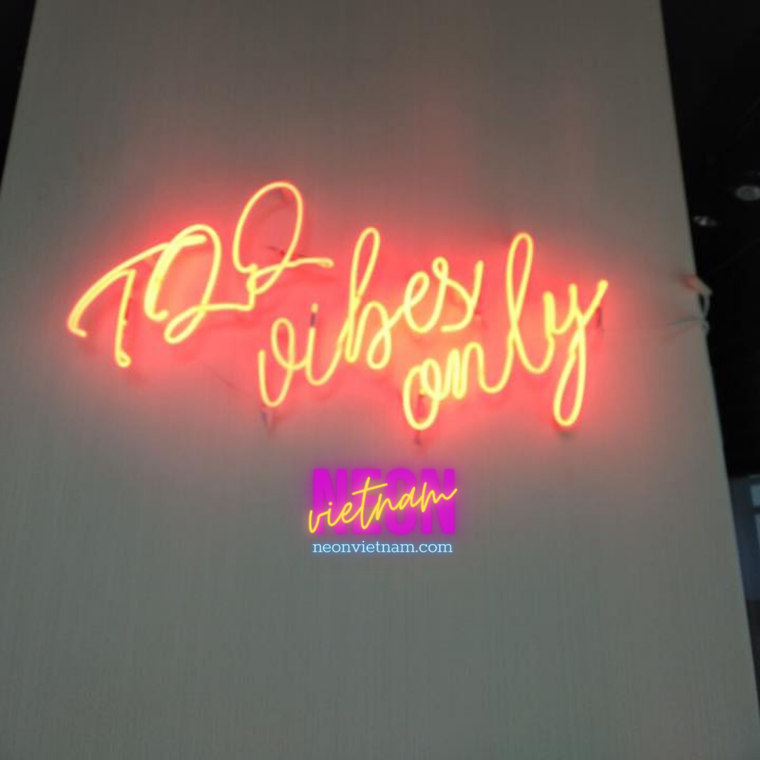 TQQ Vibes Only Glass Neon Sign