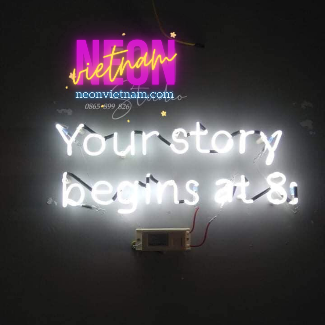 Your Story Begins At 8 Glass Neon Sign