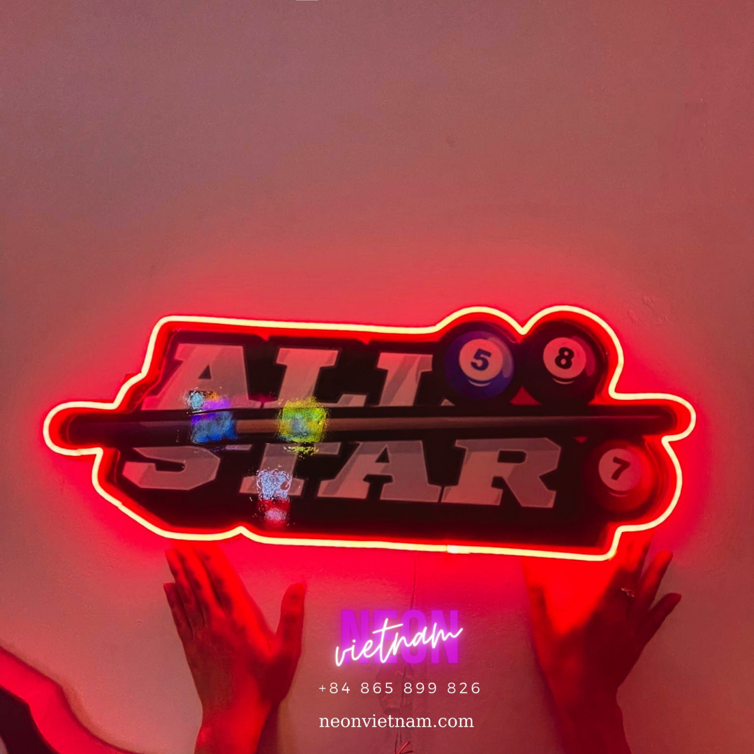 All Star Billiard Pool Club Led Neon Sign