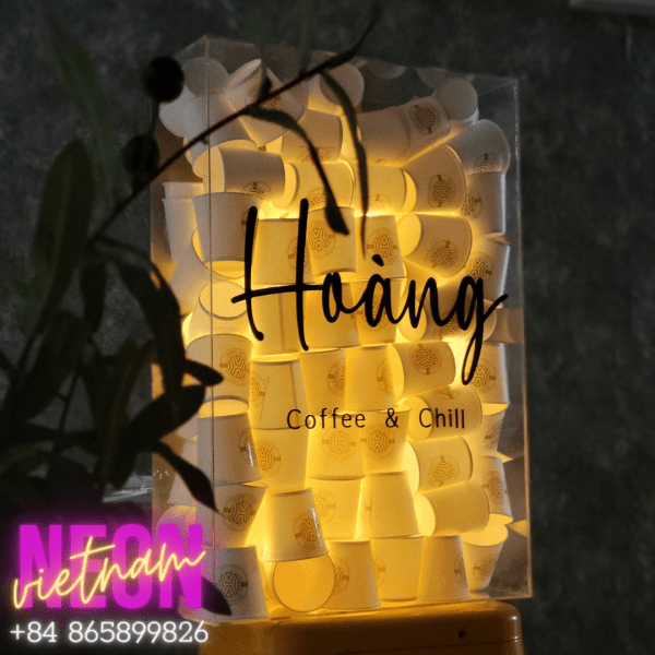 Hoang Coffee & Chill Papercup Transparent Light Box Sign