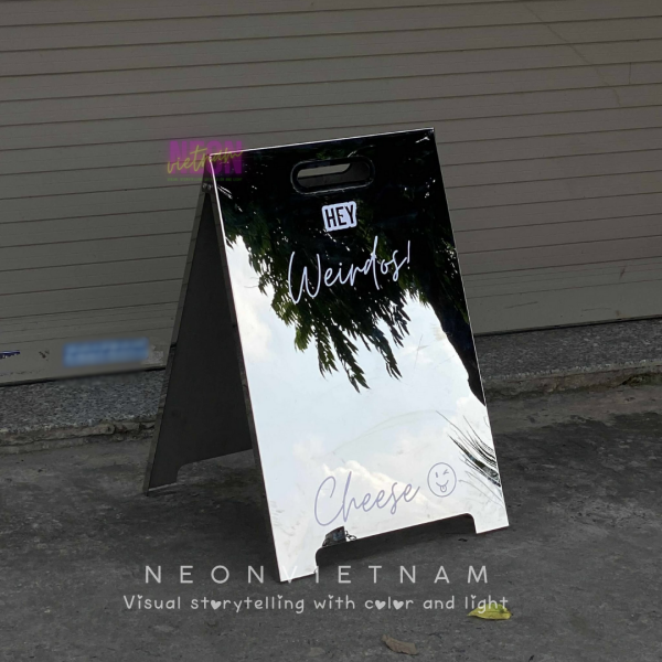 Mirror Stainless Steel Foldable A-Frame Sign - Image 2