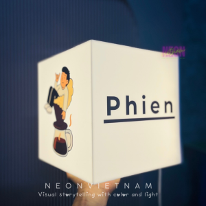 Cube lightbox sign – customizable, illuminated 3D signage for cafes, shops, and studios. Durable, eye-catching, and built for lasting impact.
