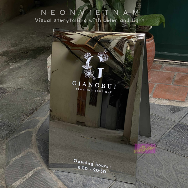 Foldable Mirror Stainless Steel A-Frame Sign – Sleek, Durable, and Portable