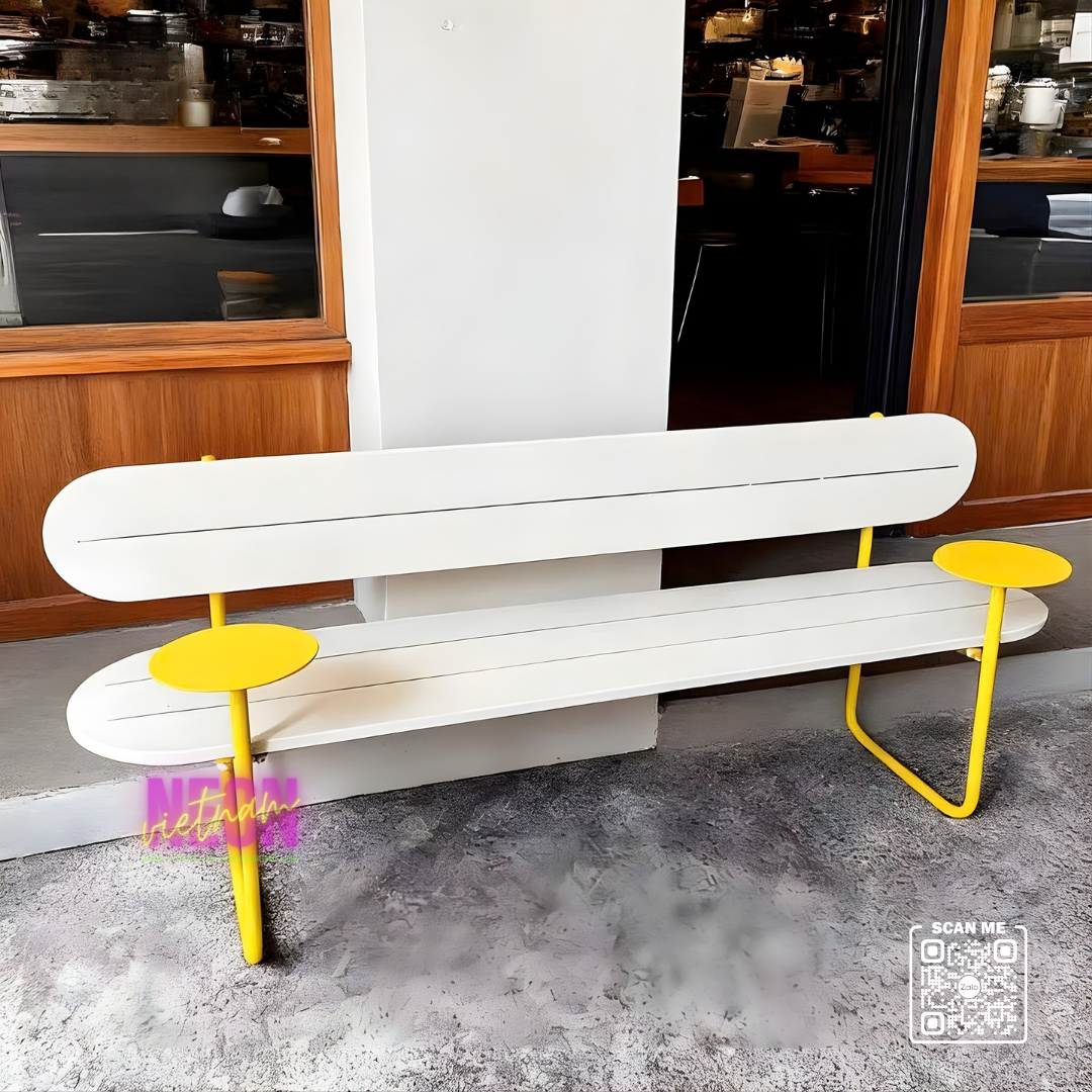 Steel waiting chair with backrest for shop decoration. - Image 4