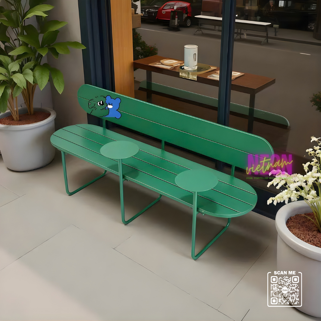 Steel waiting chair with backrest for shop decoration. - Image 5