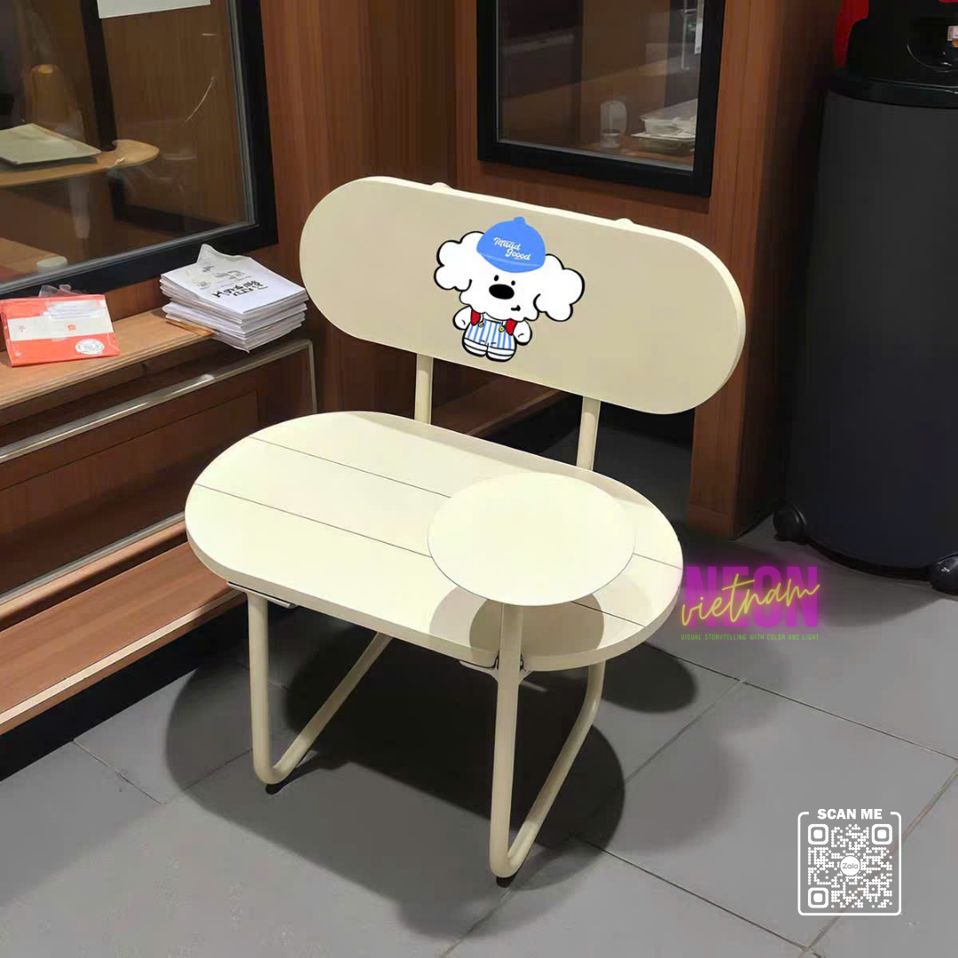 Steel waiting chair with backrest for shop decoration. - Image 9